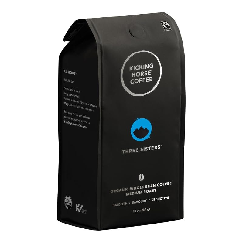 Kicking Horse Three Sisters Medium Roast Whole Bean Coffee – 10 oz Smo