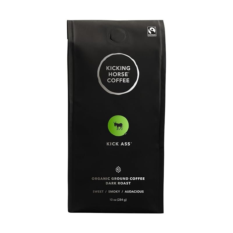 Kicking Horse Kick Ass Dark Roast Ground Coffee – Certified organic, f
