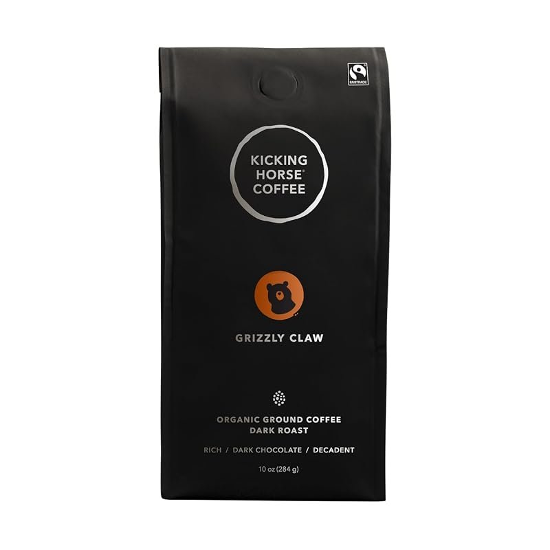 Kicking Horse Grizzly Claw Dark Roast Ground Coffee – 10 oz Certified 