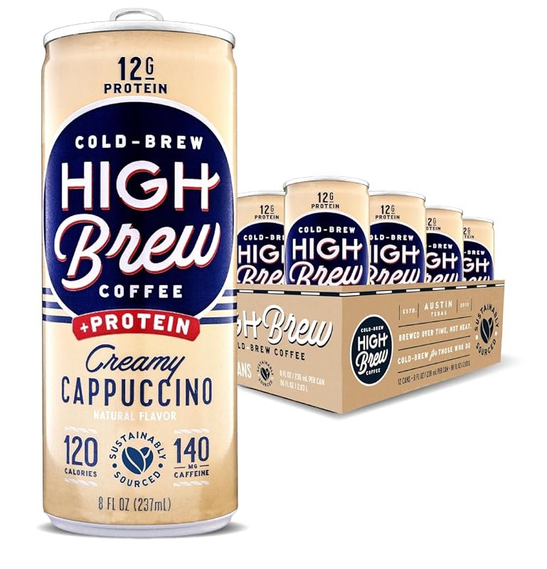 High Brew Cold Brew Protein Coffee, 8 oz Creamy Cappuccino Can, 12 g P