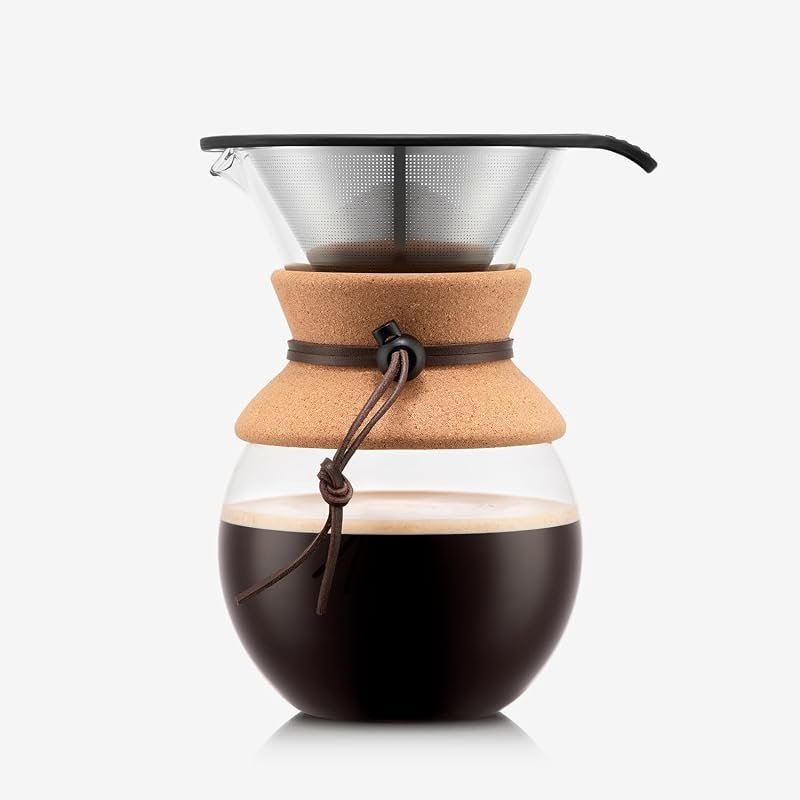Bodum 34‑oz Pour‑Over Coffee Maker, High‑Heat Borosilicate Glass with