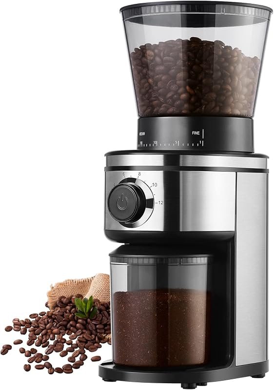 Ollygrin Electric Conical Burr Coffee Grinder with 30 Adjustable Setti