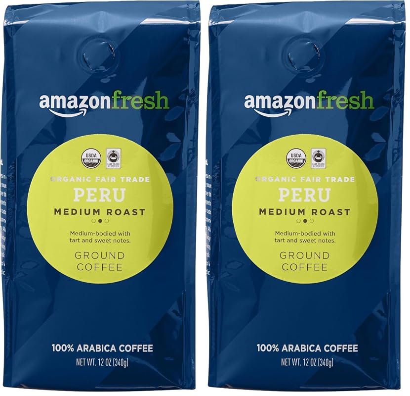 AmazonFresh Medium Roast Ground Coffee – Organic, Fair‑Trade Peruvian