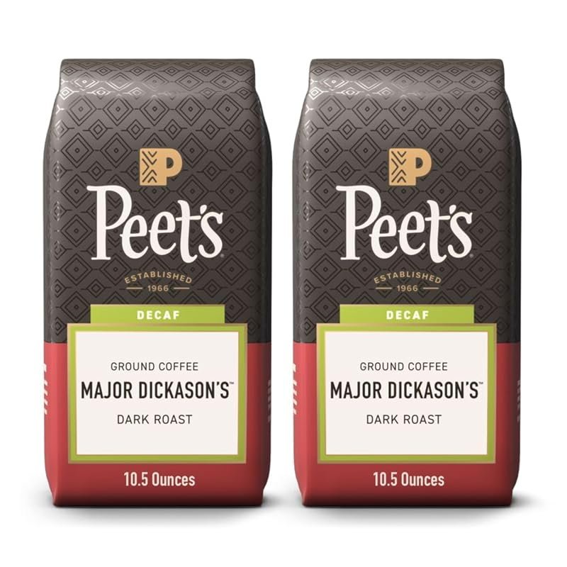 Peet's Coffee Decaf Major Dickason's Blend Dark Roast Ground Arabica –