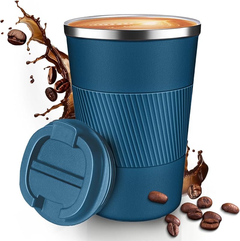 12 oz Insulated Travel Coffee Mug with Leak‑Proof Lid, Stainless Steel