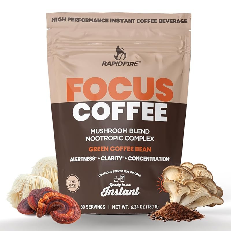 Focus Coffee Mushroom Blend, Nootropic Coffee with Lion’s Mane, Cordyc