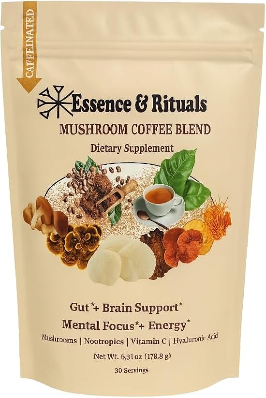 Essence Rituals organic mushroom coffee blend with Lion’s Mane, Cordyc