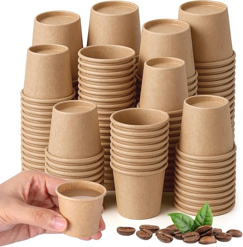 100‑Pack 2 oz Disposable Mini Espresso Cups, Kraft Paper, Eco‑Friendly