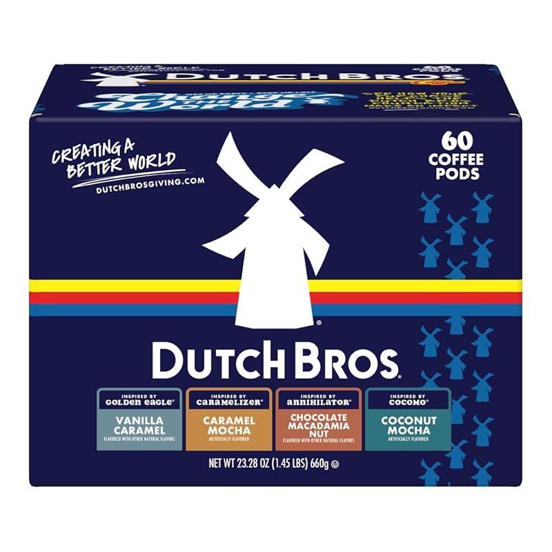 Dutch Bros Flavored Variety Pack – 60 Medium Roast K‑Cup Pods with Ass